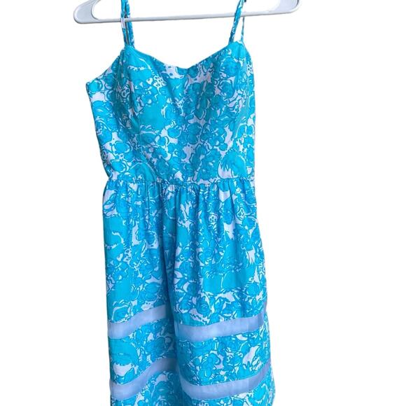 Lilly Pulitzer shorly blue shes a fox Ollie fit & flare summer dress sz4 - Picture 1 of 10